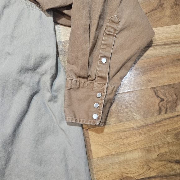 Forge Workwear Pearl Snap Canvas Shirt XXL Tan Brown Western - Picture 3 of 8